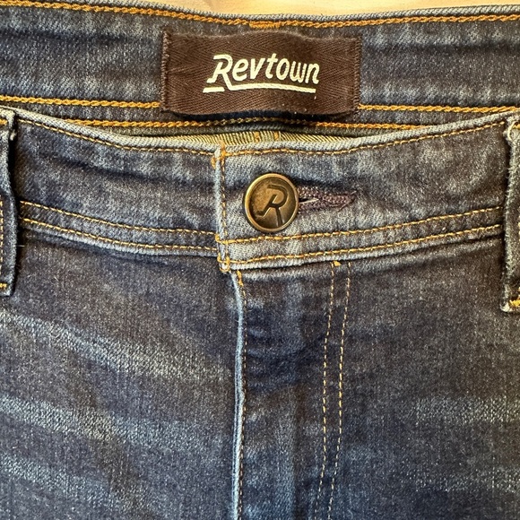 Revtown Decade Denim Automatic Size 38x32 Straight Leg Jeans Stretch Med Wash - Picture 2 of 10